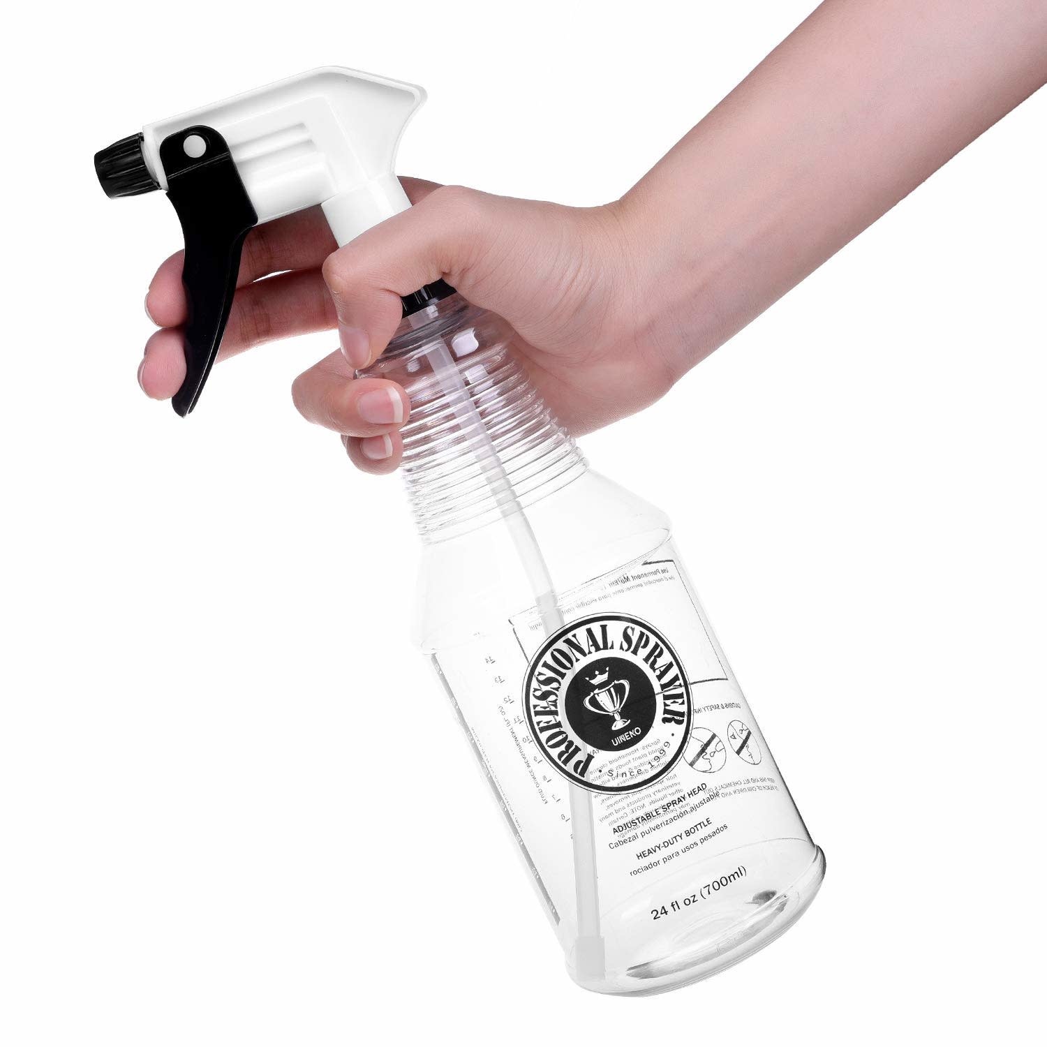 Uineko Plastic Spray Bottle (4 Pack, 16 oz, All-Purpose) Heavy Duty Spraying Bottles Leak Proof Mist Empty Water Bottle for