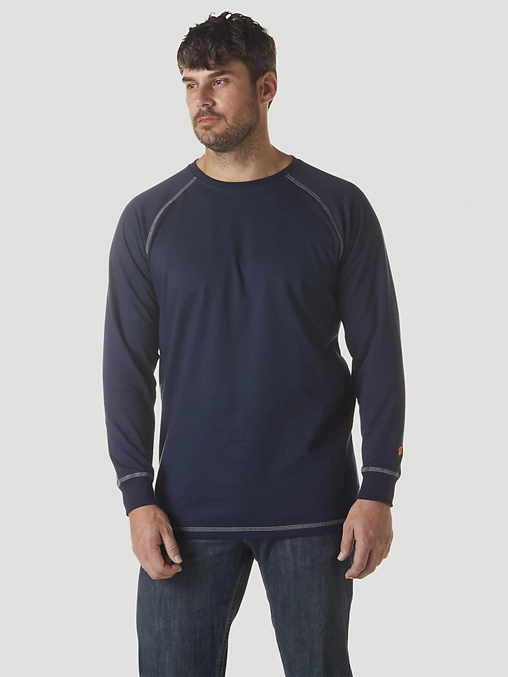 Wrangler Long Sleeve Layering Tee Shirts for Men, Core Mens Layering T-Shirt  - Charcoal/STN Blue, Size Medium at  Men's Clothing store