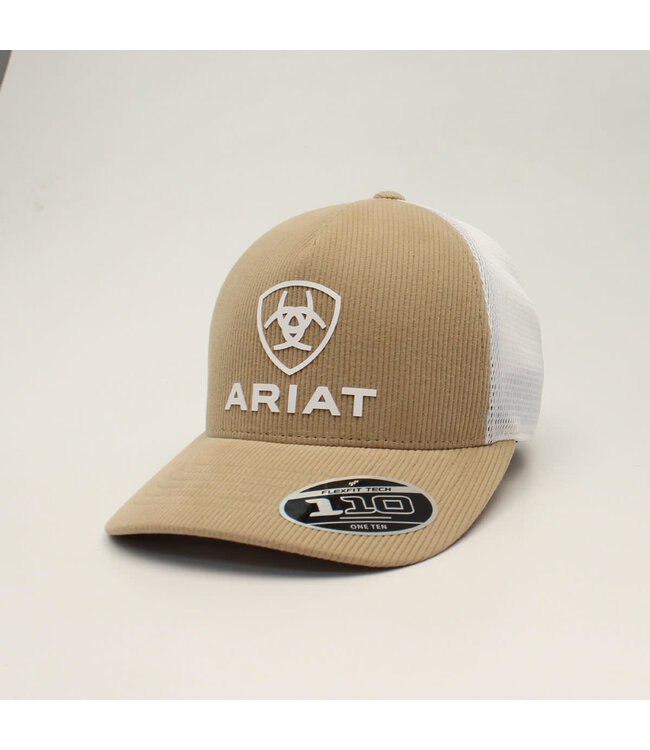 Ariat SHIELD & Homestore Outfitters TAN A300013608 LOGO BACK 110 Rig SNAP Hat - FIT MENS FLEX