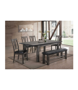 Elements ELEMENTS NATHAN GRAY OAK DINING TABLE WITH 6 CHAIRS