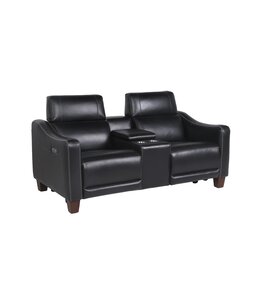 STEVE SILVER STEVE SILVER GIORNO DUAL POWER LEATHER CONSOLE LOVESEAT