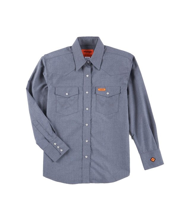 WRANGLER WRANGLER FR WOMENS LONG SLEEVE SNAP WORKSHIRT- GREY