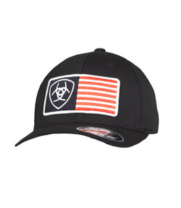 Ariat ARIAT MEN'S FLEXFIT CAP SHIELD USA FLAG BLACK