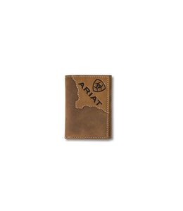 Ariat ARIAT TRIFOLD WALLET TWO TONE LEAHER MEDIUM BROWN