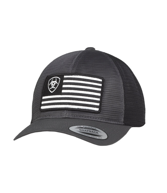 Ariat ARIAT MENS FLEXFIT CAP SHIELD FLAG CHARCOAL BLACK