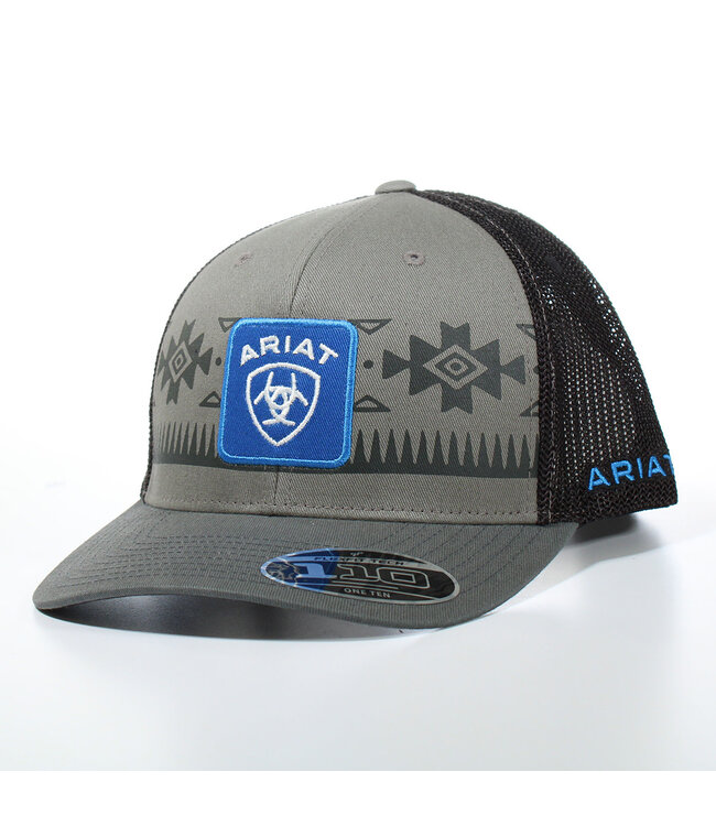 Ariat ARIAT MENS FLEXFIT 110 SNAPBACK SOUTHWESTERN SHIELD GREY