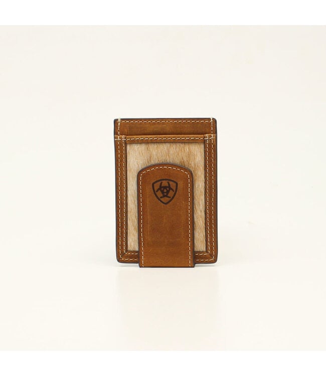 Ariat ARIAT CARD CASE MONEY CLIP CALF HAIR MEDIUM BROWN