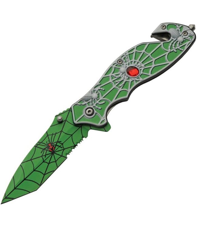 CHINA MADE SPIDER WEB LINERLOCK A/O GREEN