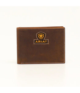 Ariat ARIAT MENS BIFOLD WALLET INLAY RIBBON LOGO MEDIUM BROWN