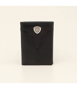 Ariat ARIAT MENS TRIFOLD WALLET CENTER BUMP SHIELD BLACK