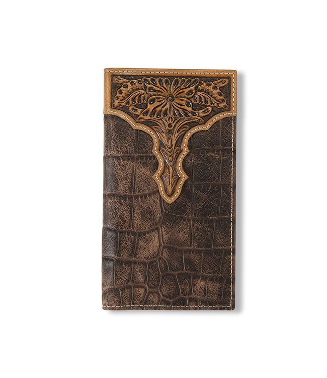 Ariat ARIAT RODEO WALLET CROC FLORAL EMBOSSED BROWN