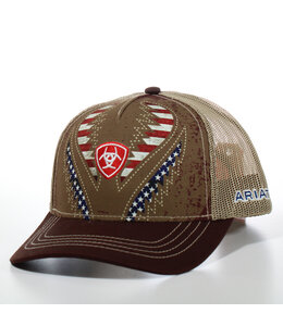 Ariat ARIAT MENS AMERICAN FLAG BROWN CAP