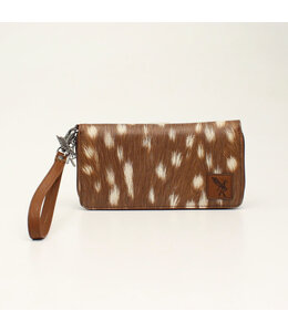 ANGEL RANCH ZIP CLUTCH WALLET DEER COLLECTION BROWN