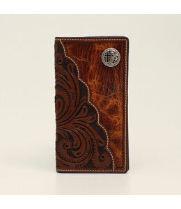 3D RODEO WALLET FLORAL TOOLED CROSS CONCHO BROWN