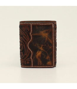 3D TRIFOLD FLORAL ACORN TOOLED BROWN