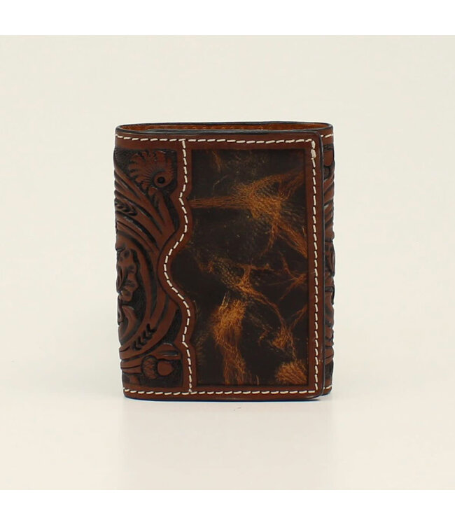 3D TRIFOLD FLORAL ACORN TOOLED BROWN