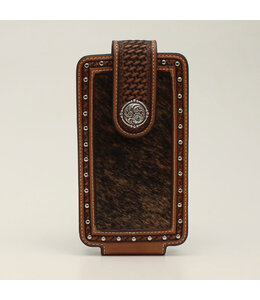 CELL CASE CALF HAIR LARGE ROUND CONCHO BROWN
