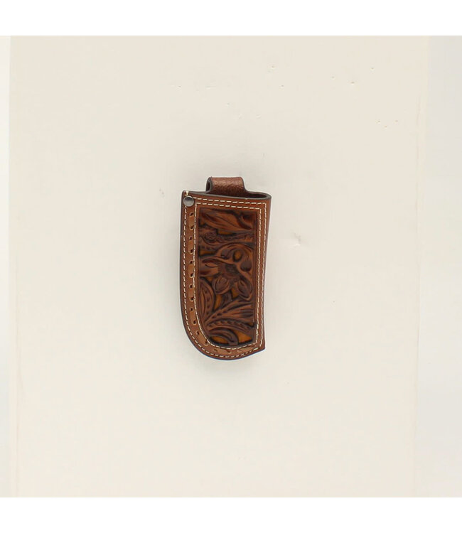 KNIFE SHEATH PIERCED BUCK LACE EDGE BROWN