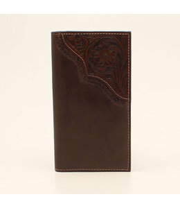 NOCONA MENS RODEO WALLET FLORAL TOOLED EDGE BROWN