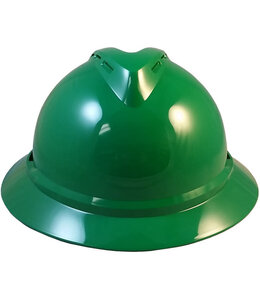 MSA ADVANCE FULL BRIM VENTED HARD HAT WITH 4 POINT RATCHET SUSPENSION GREEN