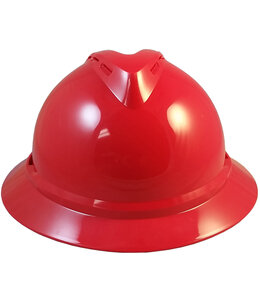 MSA RED ADVANCE FULL BRIM VENTED HARD HAT WITH 4 POINT RATCHET SUSPENSION