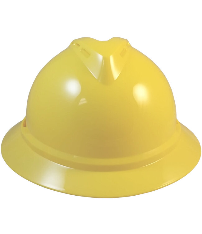 MSA YELLOW ADVANCE FULL BRIM VENTED HARD HAT WITH 4 POINT RATCHET SUSPENSION