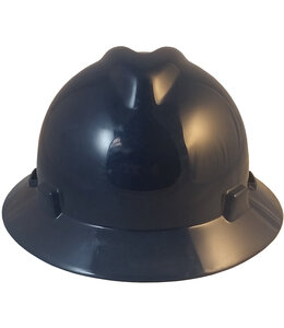 MSA NAVY BLUE V-GARD FULL BRIM HARD HAT WITH STAZ-ON SUSPENSION