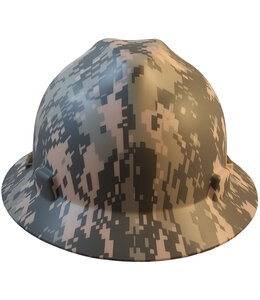 MSA FULL BRIM ACU DESIGN CAMOUFLAGE HARD HAT- STAZ ON SUSPENSION