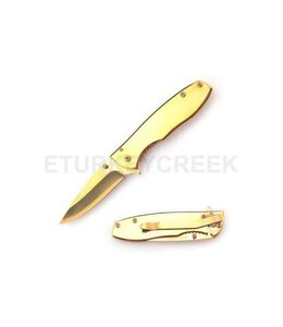 MIRROR SE-933GD FINISHED ALUMINUM HANDLE ACTION ASSIST GENTLEMAN'S KNIFE GOLD