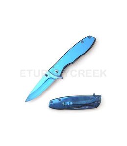 MIRROR FINISHED ALUMINUM HANDLE ACTION ASSIST GENTLEMAN'S KNIFE BLUE