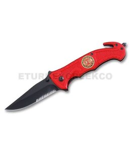FIRE FIGHTER RESCUE STYLE ACTION ASSIST KNIFE 4.5 RED