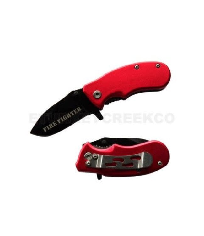 "FIRE FIGHTER" MINI ACTION ASSIST KNIFE 4.5" CLOSED RED