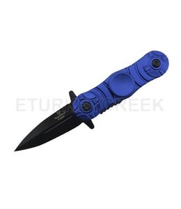 SNAKE EYE TACTICAL EXCLUSIVE SPRING ASSIST BLCK SPINNER KNIFE BLUE