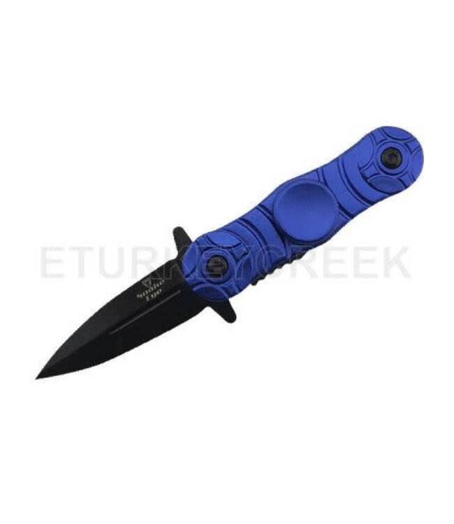 SNAKE EYE TACTICAL EXCLUSIVE SPRING ASSIST BLCK SPINNER KNIFE BLUE