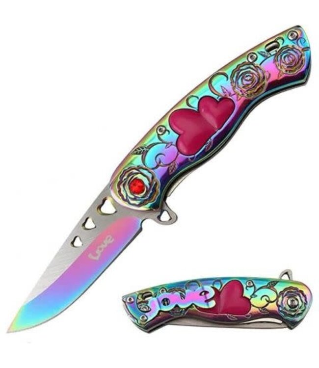 SNAKE EYE TACTICAL 7" CUPID HEART LADIES POCKET KNIFE