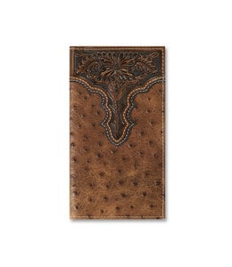 Ariat ARIAT RODEO WALLET OSTRICH FLORAL EMBOSSED BROWN
