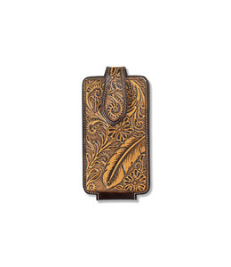 Ariat ARIAT CELL PHONE CASE FLORAL FEATHER EMBOSSED BROWN