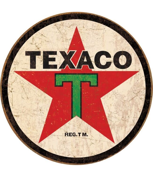 TIN SIGNS TEXACO ROUND