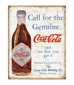 TIN SIGNS COKE CALL FOR THE GENUINE