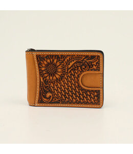 M&F Western NOCONA BIFOLD MONEY CLIP BASKET WEAVE SUNFLOWER TAN