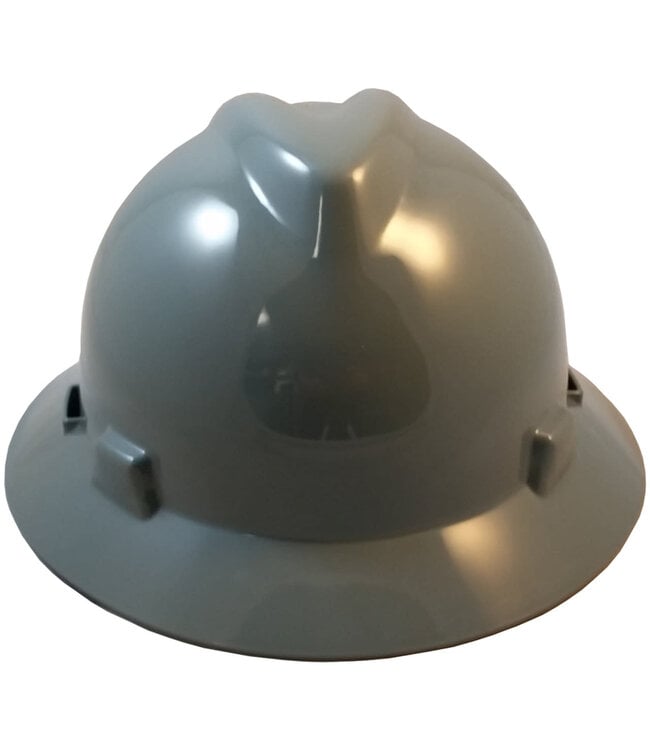 MSA V-GARD FULL BRIM HARD HATS W/ ONE TOUCH SUSPENSIONS GRAY - 10058319