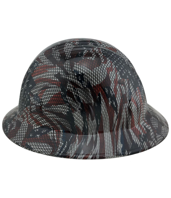 Tasco Carbon Fiber and American Flag Design HDHH-1658-FB Hard Hat Full Brim Style