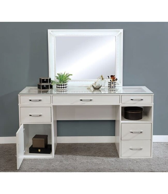 FOA (Furniture of America) VICKIE VANITY IN WHITE (FOA-DK5684WH-1-2-3)