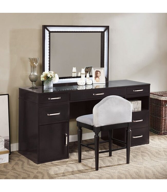 FOA (Furniture of America) VICKIE Vanity  Black (DK5684DG-1-2-3)