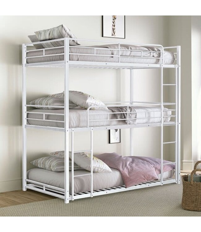 FOA (Furniture of America) Felgu White Triple Twin Metal Bunkbed (FM-BK909WH-T-1-2)