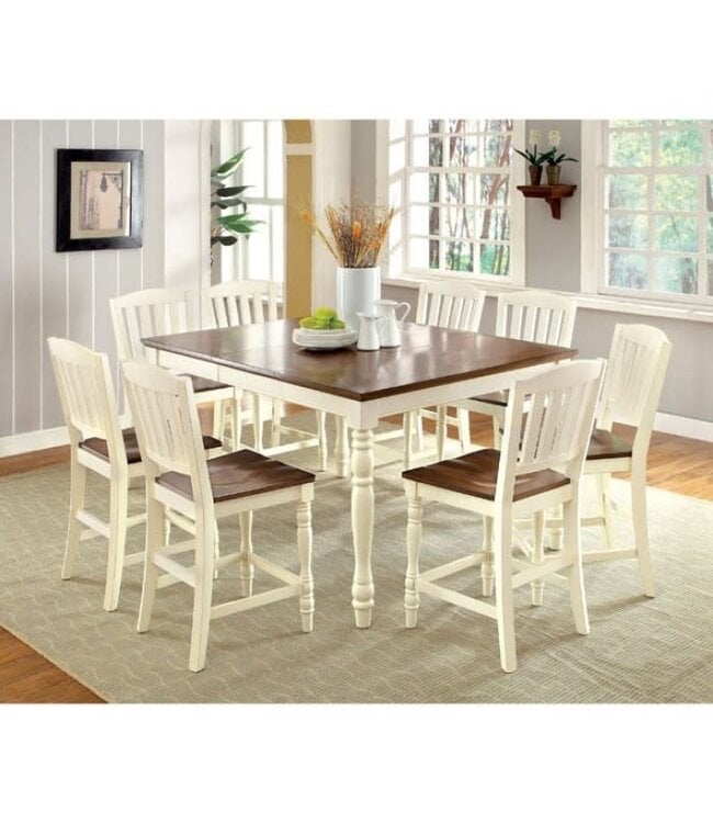 FOA (Furniture of America) Harrisburg Counter HT Table w/6chairs (CM3216PT,CM3216PC-2PK)