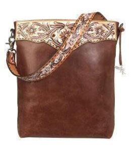 Angel Ranch Large White Washed Daisy Collection Conceal Carry Crossbody Brown D330005902