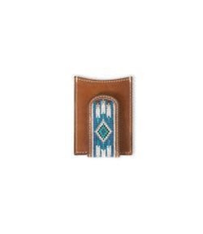 Ariat ARIAT MENS MONEY CLIP WALLET SOUTHWESTERN INLAY BROWN A3560602