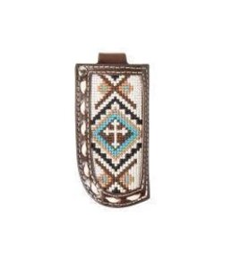 Nocona Knife Sheath Cross Embroidered Brown 1806402