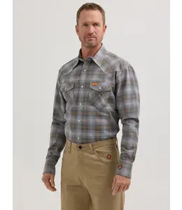 WRANGLER Wrangler FR Snap Workshirt - Grey/Orange Plaid 112350737